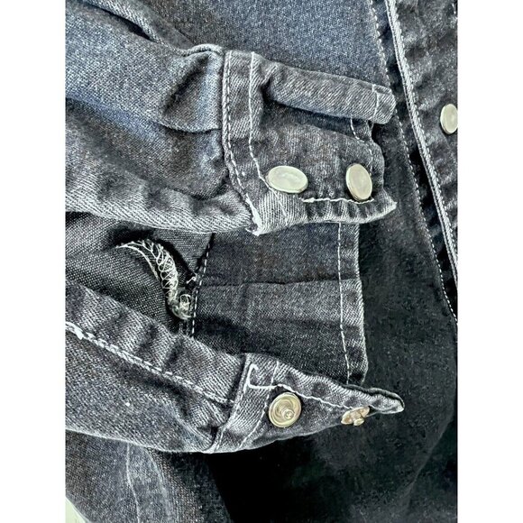 Route 66 Men Denim Shirt Pearl Snap Dark Blue Motorcycle Jacket L Vintage - Picture 7 of 10